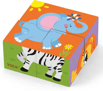 Obrázok produktu pre Viga Drevené puzzle Zoo Puzzle 4 bloky