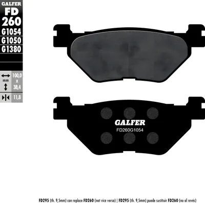 Image de Plaquettes de frein arrière Galfer FD260G1054 semi-métalliques pour Yamaha T-Max XP 500 - 560 cc