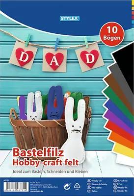 Produktbild von Stylex 46731 Bastelfilz, 20 x 30 cm, 10 Bogen