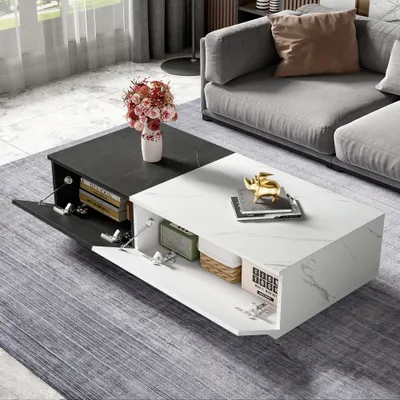Produktbild von ProximaX Couchtisch im Marmor-Design: Zwei Schranktüren, Praktisch und Ästhetisch