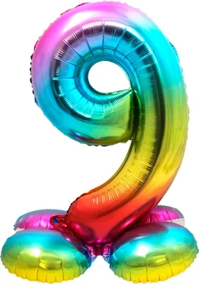 Produktbild von Stehender Folienballon Zahlen 28"/72cm | Rainbow Zahl: 9