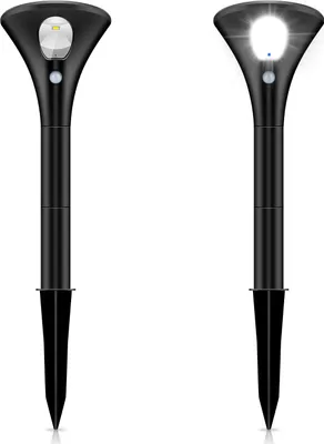 Produktbild von FlinQ Spike Solar Gartenleuchte – LED Außenlampe mit Bewegungs- & Dämmerungssensor – Wasserdicht IP65 – 2er-Set