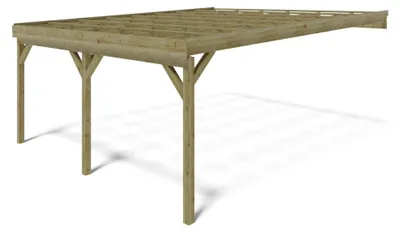 Produktbild von Carport Garagendach 5.8x5.06 m - 29 m2 - an der Hauswand montiert