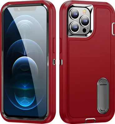 Obrázek produktu pro Pouzdro pro iPhone 12 / 12 Pro Hybridní Třivrstvé Robustní Nárazuvzdorné Ochranné Pouzdro se Stojánkem červené