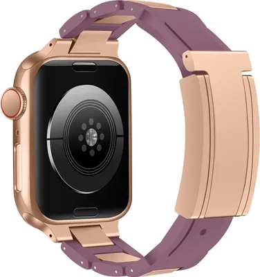 Obrázek produktu pro Pro Apple Watch Series 10 46mm / 9 8 7 45 / 6 SE 5 4 44mm Design Magnetická spona Náramek z nerezové oceli Fialová / Růžové zlato