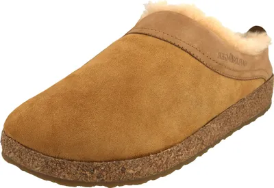 Produktbild von Haflinger Damen Hausschuh Herren Pantoffel Lammfell Leder Clog Snowbird 713015, Größe:45 EU, Farbe:Braun