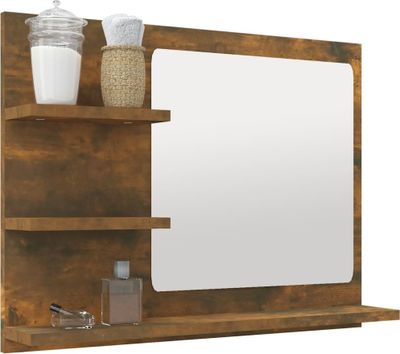 Lustro łazienkowe dąb wędzony 60x10,5x45 cm materiał drewnopochodny
