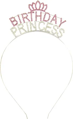 Produktbild von Oblique Unique Haarreifen Birthday Princess mit Diamanten + Krone Haarreif Geburtstag Mädchen Damen silber pink Metall