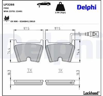 Produktbild von DELPHI Bremsbeläge Satz Vorne Bremsklötze für AUDI A3 Sportback (8VA, 8VF) LP3266