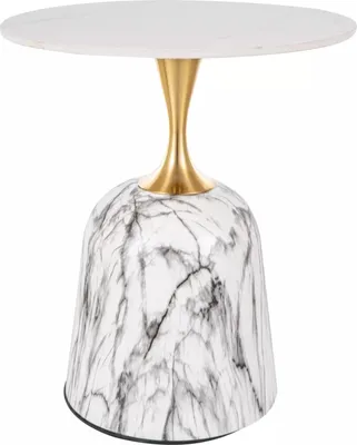 Produktbild von Designer-Couchtisch DOMICELO – weiß/gold/weißer Marmor