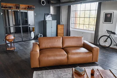 Produktbild von KAWOLA Sofa BODHI 3-Sitzer Leder hellbraun