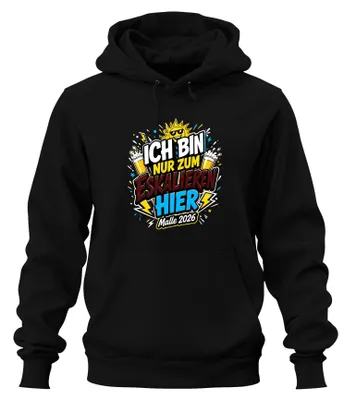 Produktbild von Ich bin nur zum Eskalieren hier Malle 2026 Saufen Bier Hoodie Kapuzenpullover, Schwarz, L