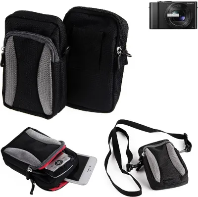 Produktbild von K-S-Trade Fototasche kompatibel mit Panasonic Lumix DMC-LX15 Gürtel-Tasche Holster Umhänge Tasche Kameratasche, schwarz-grau Brust-Beutel