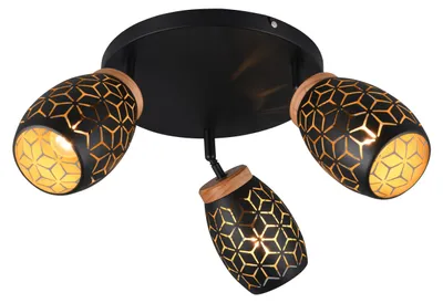 Zdjęcie produktu dla Lampa sufitowa BIDAR czarno-złota 3xE14x10W metal wym:27x58x58cm IP20 RL