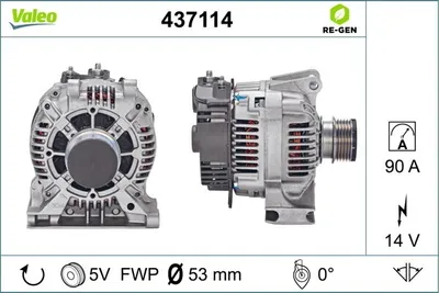 Produktbild von VALEO 437114 Lichtmaschine Generator LiMa 90A 14V passend für MERCEDES-BENZ A-Klasse (W168) VANEO (414)