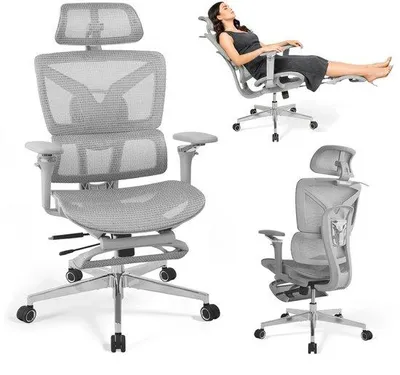 Produktbild von Ergonomischer Bürostuhl - Hoher Bürostuhl - Fußstütze - Verstellbare Armlehnen - Lendenwirbelstütze - Drehbarer Rücken - Gaming-Stuhl