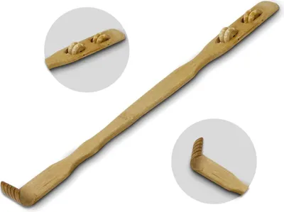 Produktbild von Rückenkratzer aus Bambus mit Massagerollen 46.5cm lang | Kratzhand | Kratzer | Kratzstock | Kratzhilfe