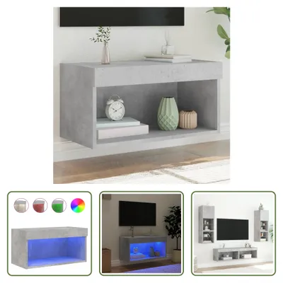 Produktbild von The Living Store TV-Schrank mit LED-Leuchten Betongrau 60x30x30 cm