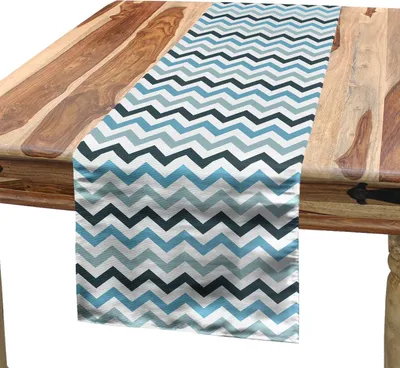 Obrázok produktu pre ABAKUHAUS Modrý obrus, motív inšpirovaný oceánom s výrazným cikcakovým vzorom, 40 x 180 cm, bledomodrá tmavomodrá