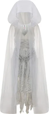 Produktbild von Damenkostüm Brautgespenst Jungfrau Witwe Verkleidung Outfit für Halloween Weiß M