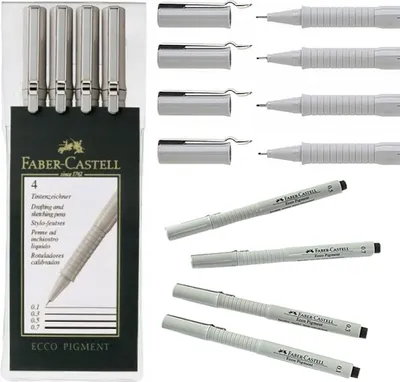 Produktbild von Faber-Castell Ecco Pigment-Zeichenstifte 4 Stück Etui 166004 FC