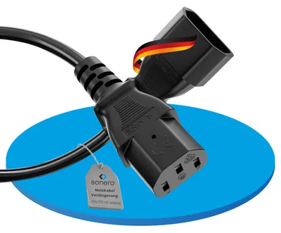 Obrázek produktu pro Napájecí kabel Purelink – prodlužovací kabel IEC (C13) na IEC (C14), rovný – 2,00 m – černý