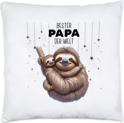 Produktbild von Bester Papa der Welt Faultier Papa Kissen Inkl. Füllung - Papa Geschenkidee