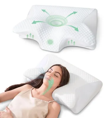 Image de Coussin ergonomique 2-en-1 pour le cou, en mousse à mémoire de forme