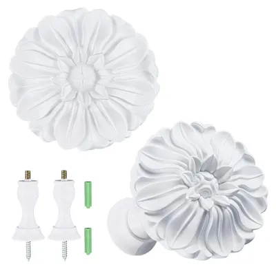 Gardinenhalter Blumen-Design 2er-Set, Wandmontage, weiß