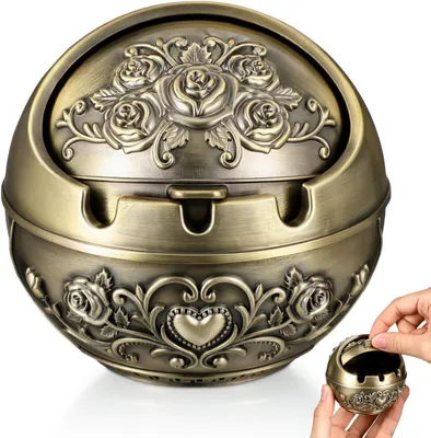 Produktbild von Aschenbecher Kupfer mit Deckel, retro Design, geruchsdicht, für Wohnzimmer