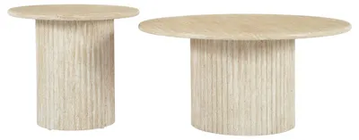 Produktbild von home24 Couchtisch - 2er-Set - Travertin Stein Nachbildung