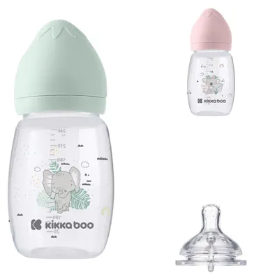 Obrázek produktu pro Kikkaboo Kojenecká láhev Savanna 260ml Silikonová savička velikost M Anti-Colic od 3 měsíců zelená
