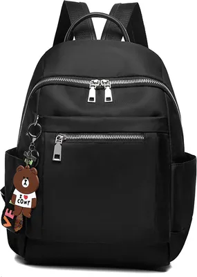 Produktbild von Damen Äußere Reiserucksäcke Oxford Tuch Umhängetasche Damen Backpack mit Kopfhörer Loch, schwarz
