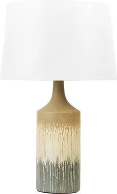 Obrázek produktu pro BELIANI Stolní lampa Béžová a šedá Keramická malovaná základna Stínidlo Noční lampa na Stůl Světlý moderní design