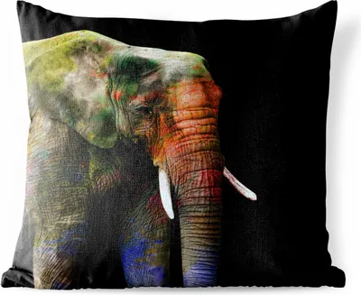 Produktbild von MuchoWow® Outdoor Kissen - Elefant - Farben - Tier - 50x50 cm - Wetterfest - Lounge Kissen - Komfortabel - Kissen mit Bild