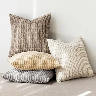 Produktbild von MIULEE 4er Set 40x40 cm Kordsamt Kissenbezüge Moderne Kissenhüllen Nachbildungative Sofakissen Dekokissen Weicher Zierkissenbezug für Wohnzimmer Sofa Schlafzimmer Boho Nachbildung Natürliche Serie