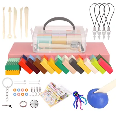 Produktbild von Polymer Clay Set, Modellierwerkzeuge und verschiedenes Zubehör, antihaftbeschichtet, ungiftig, ideales DIY-Geschenk für Kinder
