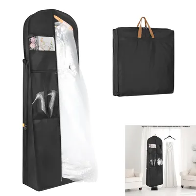 Produktbild von Hochzeitskleid Kleidersack 72 Zoll mit Zubehörtaschen, faltbar, atmungsaktiv, wasserfest, Staubdichte Kleidersäcke Schutzhülle für Brautkleider