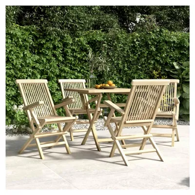 Produktbild von Gartenstühle 4 Stück, klappbar, Balkonstuhl, Terrassenstühle, Gartensessel, grau, 56x61x89 cm, Teakholz