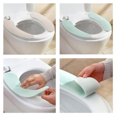 Produktbild von 4 Paar Waschbare und Rutschfeste Toilettensitzbezüge aus Flockbaumwolle für das Badezimmer mit Stilvollem und Einfachem Design