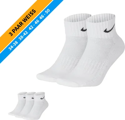Produktbild von NIKE Socken - Farbe: 3 Paar Weiß Quarter Socken - Größe: 38-42