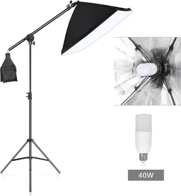 Obrázek produktu pro Sada osvětlení se softboxem, nastavitelný stativ, kompatibilní s různými žárovkami, žárovka 40 W a lišta