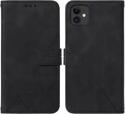 Obrázek produktu pro Flipové kožené pouzdro pro iPhone 11 peněženkový design pouzdro s embosováním, držákem karet a stojánkem černé
