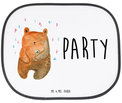 Produktbild von Mr. & Mrs. Panda auto blendschutz Bär Party - Weiß - Geschenk, Lustig, Teddy, Geburtstag, Sonnenschutz, Autoscheiben, Fürs, saugnapf, Feiern, Seitenscheibe, Sonnenblende