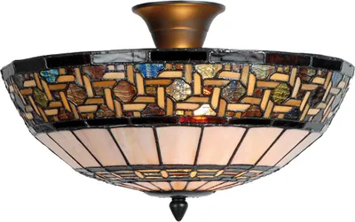 Produktbild von Clayre & Eef Deckenlampe Tiffany Ø 40x23 cm Braun Beige Metall