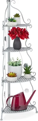 Produktbild von Gartenständer 4 Ebenen Metall 1135 x 31 x 31 cm Höhe Blumengestell Retro Silber