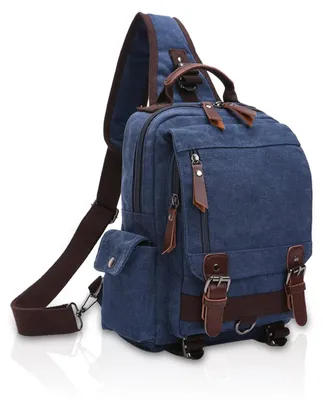 Produktbild von Atmungsaktiver Canvas Rucksack für Männer - Dunkelblau