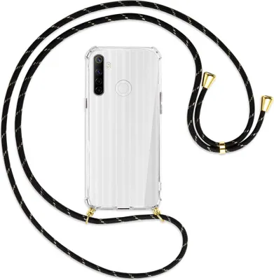 Produktbild von Handykette Backcover-Schutzhülle mit Band (Metall goldfarben) für Realme 6i - schwarz/gold