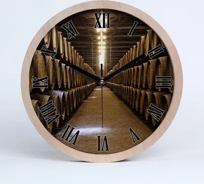 Produktbild von Holzuhr 25fi cm wanduhr - schwarze Spitzen - Wein porto