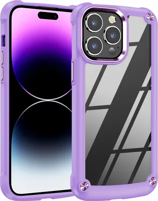 Produktbild von Hülle für iPhone 15 Pro Max Hybrid Transparente PC Robust TPU Bumper Stoßfest Schutzhülle Lila